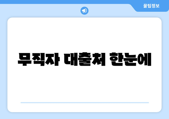 무직자 대출처 한눈에