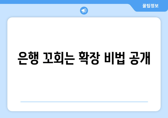 은행 꼬회는 확장 비법 공개