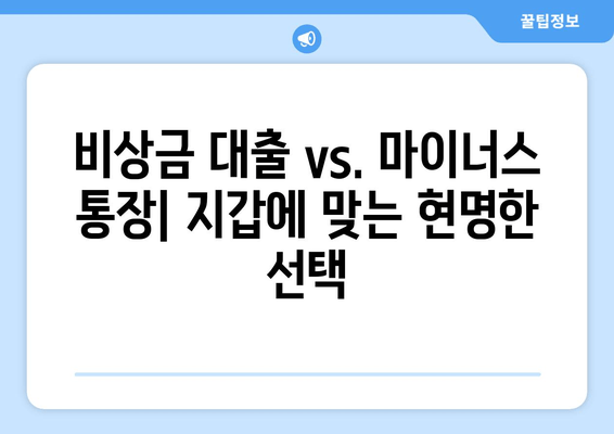 비상금 대출 vs. 마이너스 통장| 지갑에 맞는 현명한 선택