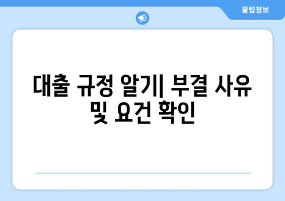 대출 규정 알기| 부결 사유 및 요건 확인