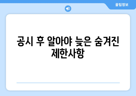 공시 후 알아야 늦은 숨겨진 제한사항