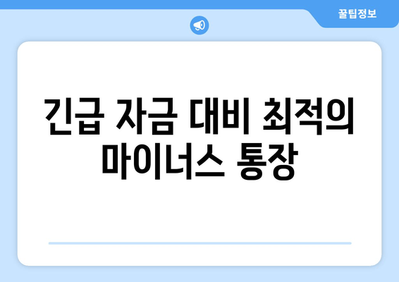 긴급 자금 대비 최적의 마이너스 통장