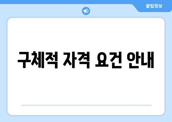 구체적 자격 요건 안내