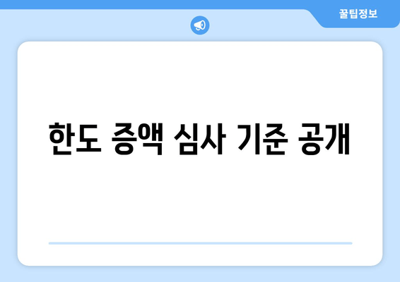 한도 증액 심사 기준 공개