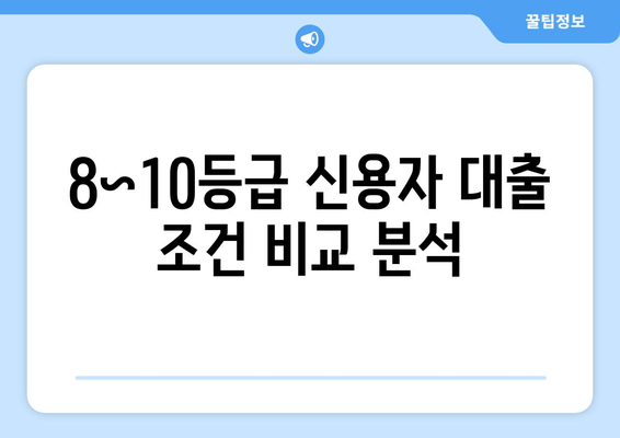 8~10등급 신용자 대출 조건 비교 분석