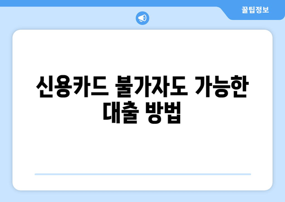 신용카드 불가자도 가능한 대출 방법