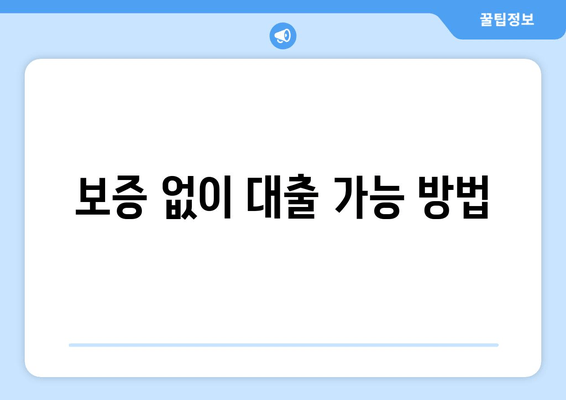 보증 없이 대출 가능 방법