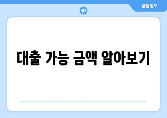 대출 가능 금액 알아보기