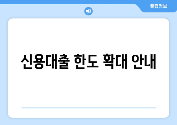 신용대출 한도 확대 안내