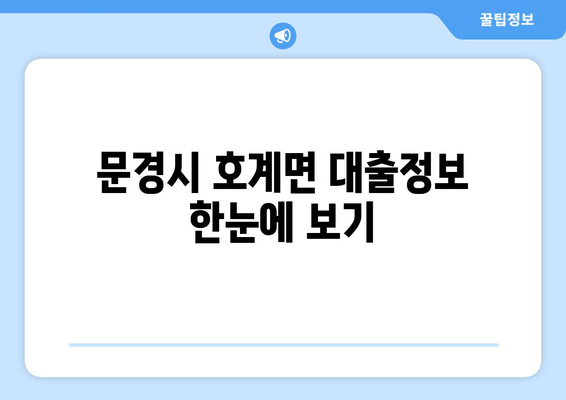 문경시 호계면 대출정보 한눈에 보기