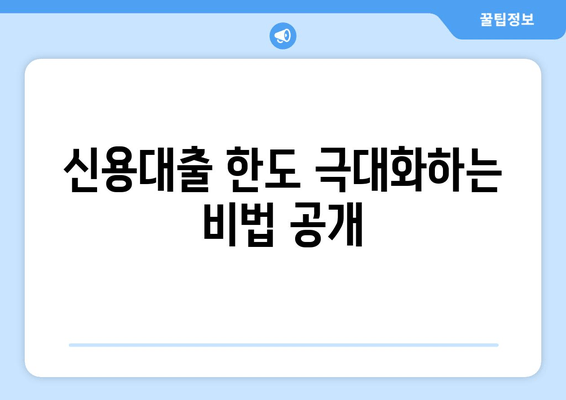 신용대출 한도 극대화하는 비법 공개