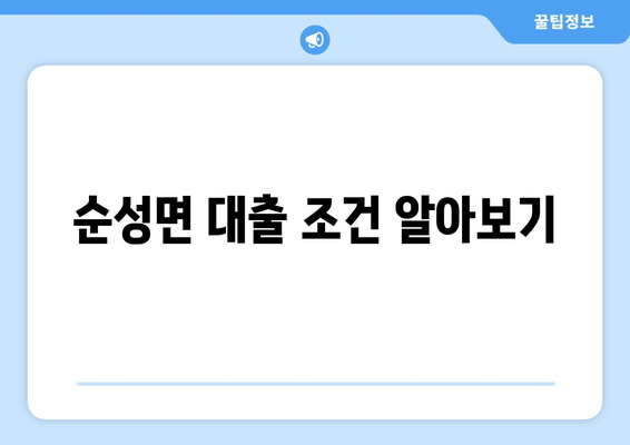 순성면 대출 조건 알아보기