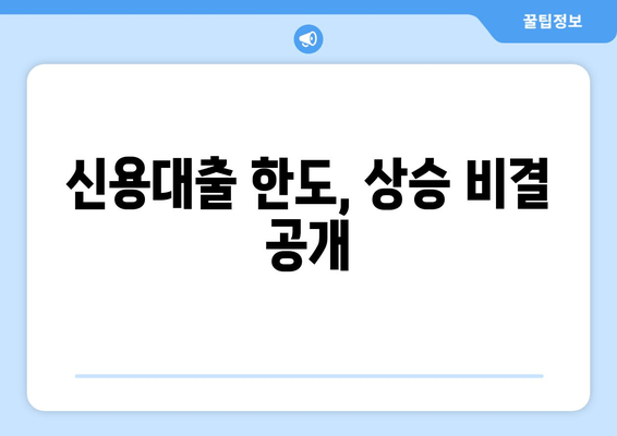 신용대출 한도, 상승 비결 공개