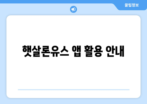 햇살론유스 앱 활용 안내