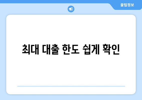 최대 대출 한도 쉽게 확인