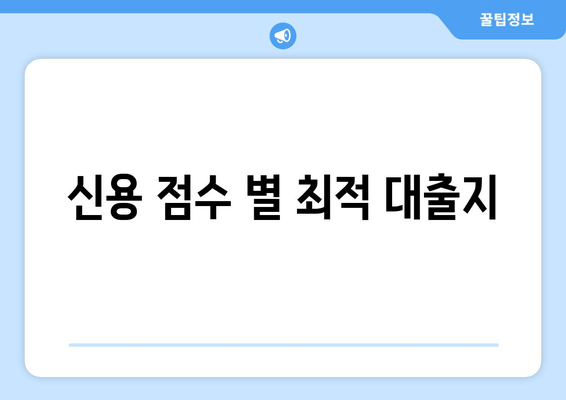 신용 점수 별 최적 대출지