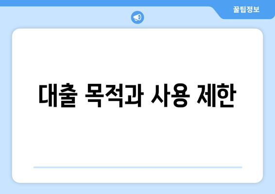 대출 목적과 사용 제한