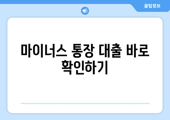 마이너스 통장 대출 바로 확인하기