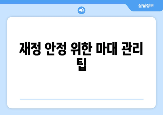 재정 안정 위한 마대 관리 팁