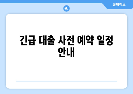 긴급 대출 사전 예약 일정 안내