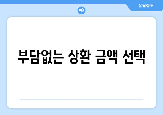 부담없는 상환 금액 선택