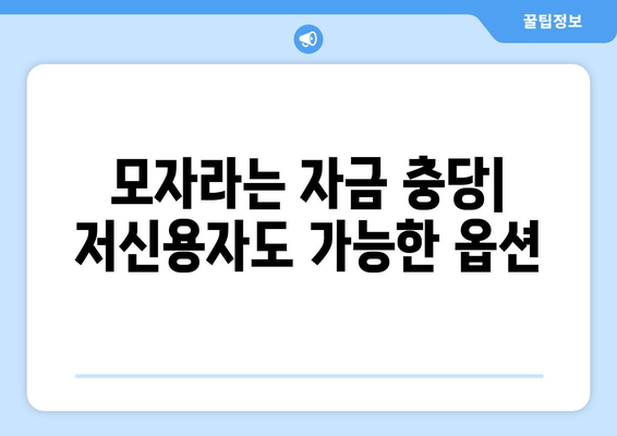 모자라는 자금 충당| 저신용자도 가능한 옵션