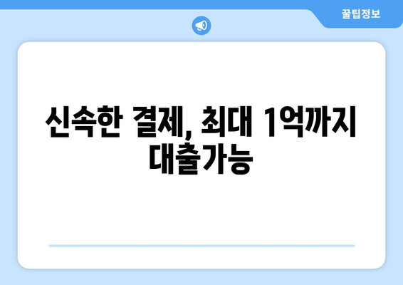 신속한 결제, 최대 1억까지 대출가능