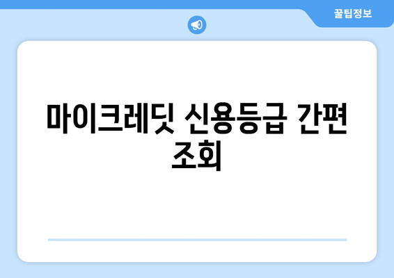 마이크레딧 신용등급 간편 조회