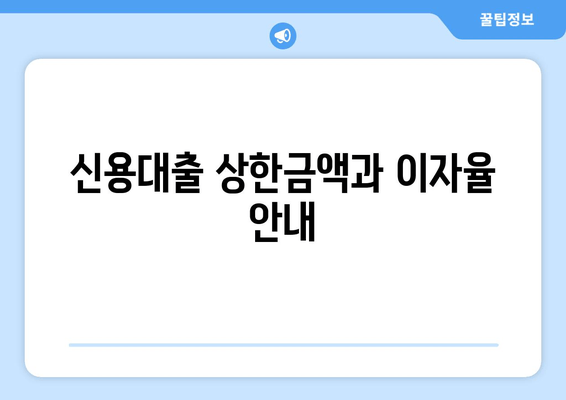 신용대출 상한금액과 이자율 안내