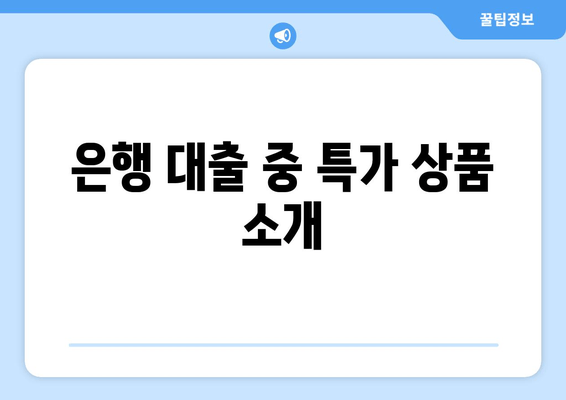 은행 대출 중 특가 상품 소개