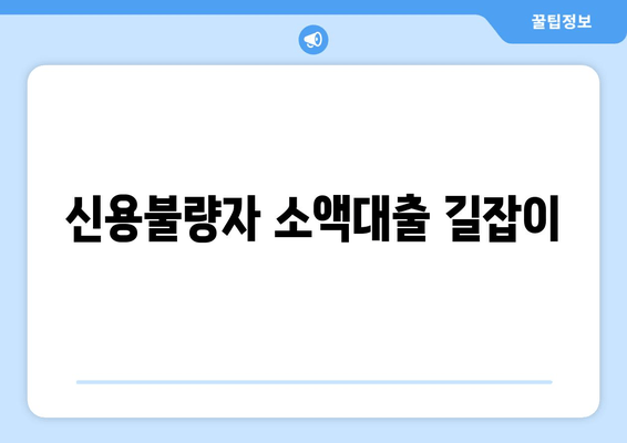 신용불량자 소액대출 길잡이