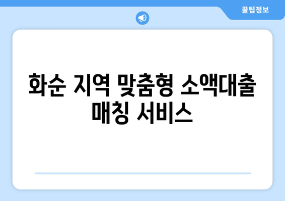 화순 지역 맞춤형 소액대출 매칭 서비스