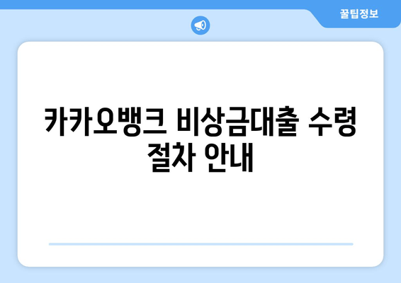 카카오뱅크 비상금대출 수령 절차 안내