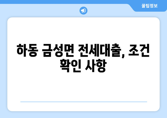 하동 금성면 전세대출, 조건 확인 사항