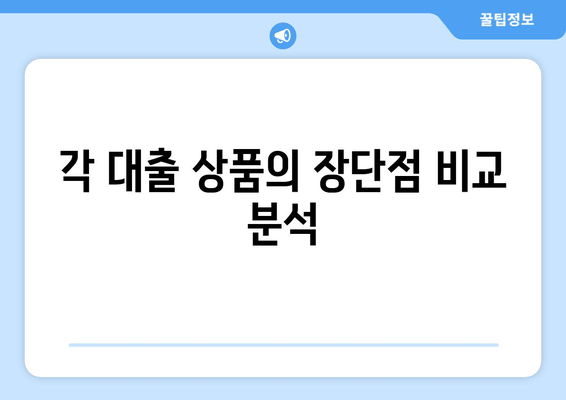 각 대출 상품의 장단점 비교 분석