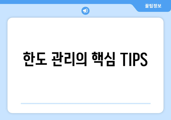 한도 관리의 핵심 TIPS