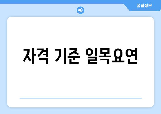 자격 기준 일목요연