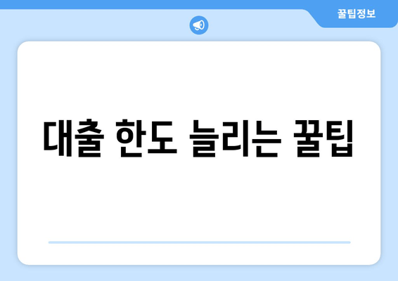 대출 한도 늘리는 꿀팁