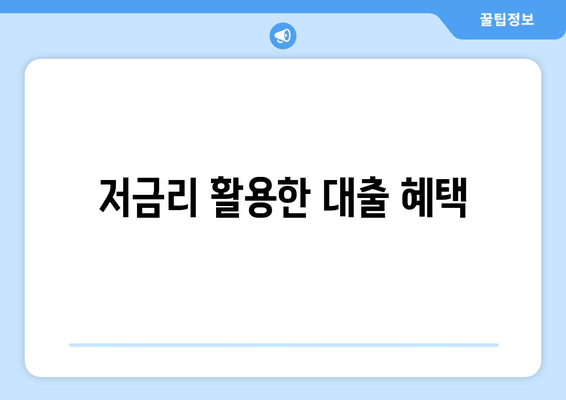 저금리 활용한 대출 혜택