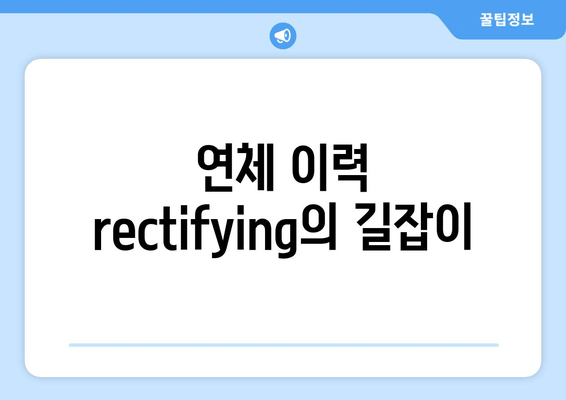 연체 이력 rectifying의 길잡이