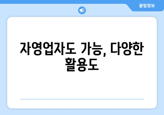 자영업자도 가능, 다양한 활용도