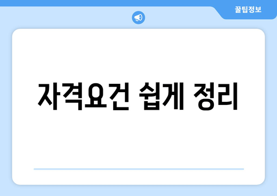 자격요건 쉽게 정리