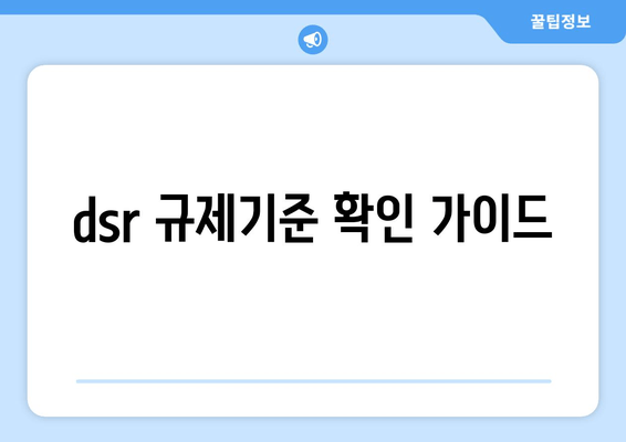 dsr 규제기준 확인 가이드