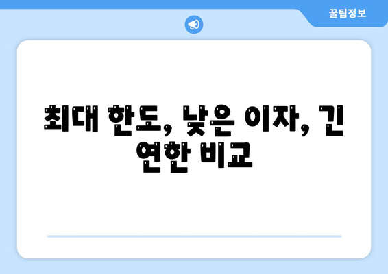 최대 한도, 낮은 이자, 긴 연한 비교