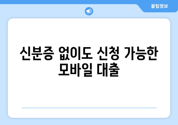 신분증 없이도 신청 가능한 모바일 대출