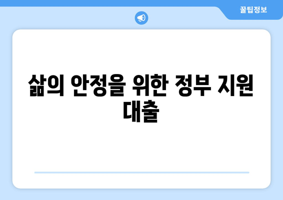 삶의 안정을 위한 정부 지원 대출