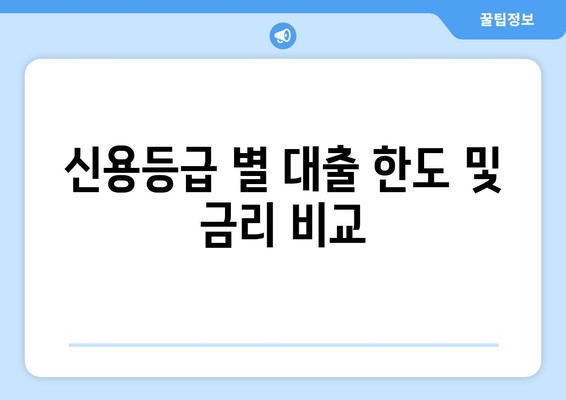 신용등급 별 대출 한도 및 금리 비교