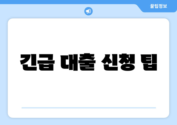 긴급 대출 신청 팁