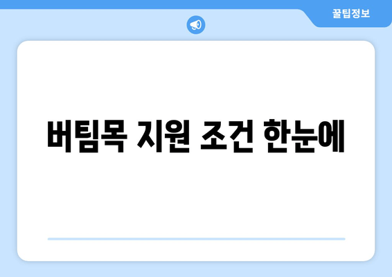 버팀목 지원 조건 한눈에