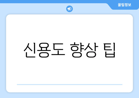 신용도 향상 팁